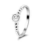 Round CZ Silver Ring NSR-714